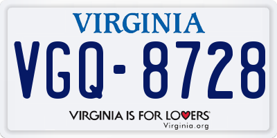 VA license plate VGQ8728