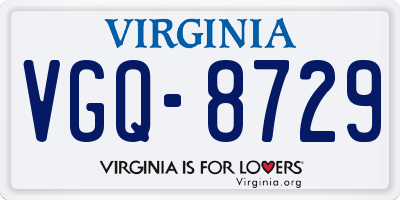VA license plate VGQ8729