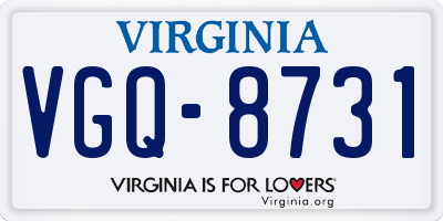 VA license plate VGQ8731