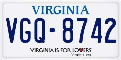 VA license plate VGQ8742