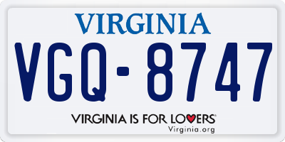 VA license plate VGQ8747