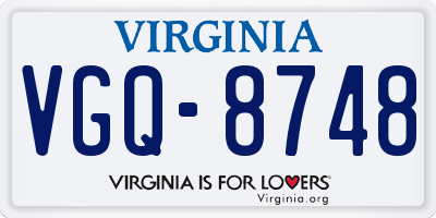 VA license plate VGQ8748