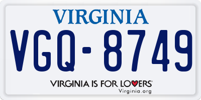 VA license plate VGQ8749
