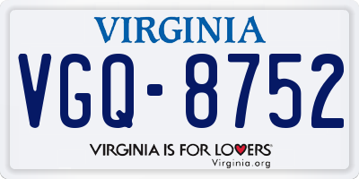 VA license plate VGQ8752