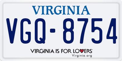VA license plate VGQ8754
