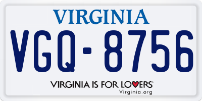 VA license plate VGQ8756