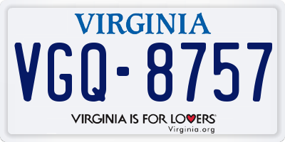 VA license plate VGQ8757