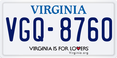 VA license plate VGQ8760
