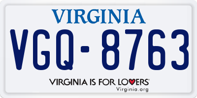 VA license plate VGQ8763