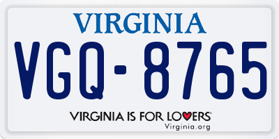 VA license plate VGQ8765