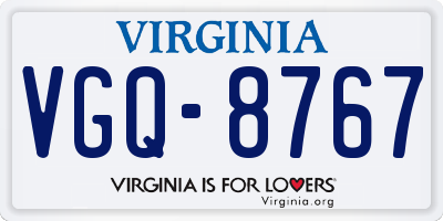VA license plate VGQ8767