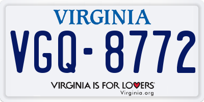 VA license plate VGQ8772