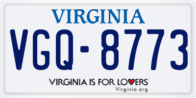 VA license plate VGQ8773