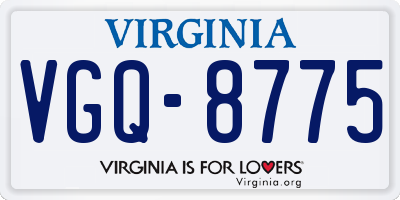 VA license plate VGQ8775