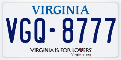 VA license plate VGQ8777