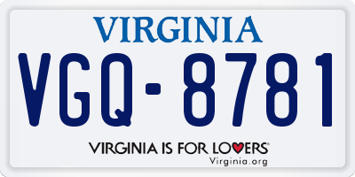 VA license plate VGQ8781