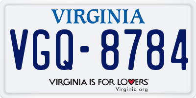 VA license plate VGQ8784