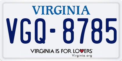 VA license plate VGQ8785