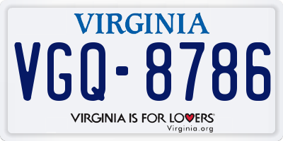 VA license plate VGQ8786