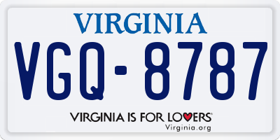 VA license plate VGQ8787