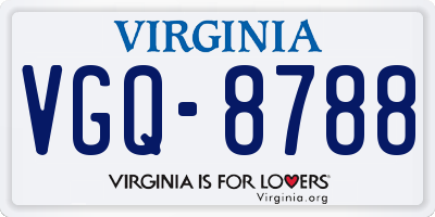 VA license plate VGQ8788