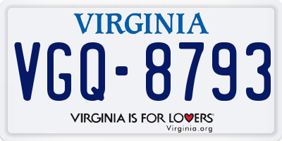 VA license plate VGQ8793