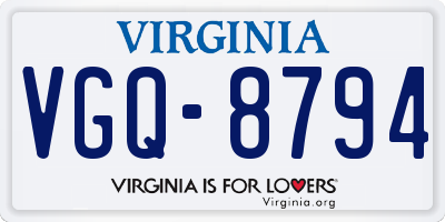 VA license plate VGQ8794