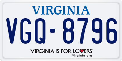 VA license plate VGQ8796