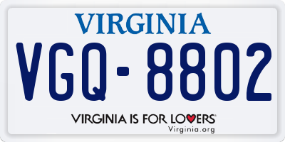 VA license plate VGQ8802
