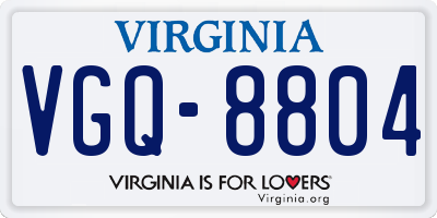 VA license plate VGQ8804