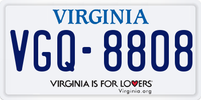VA license plate VGQ8808