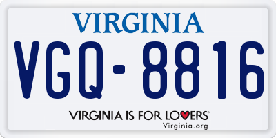 VA license plate VGQ8816
