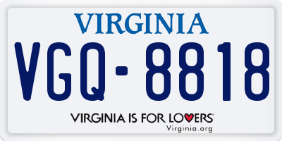 VA license plate VGQ8818