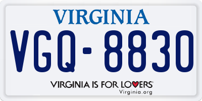 VA license plate VGQ8830