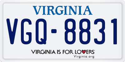 VA license plate VGQ8831