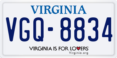 VA license plate VGQ8834
