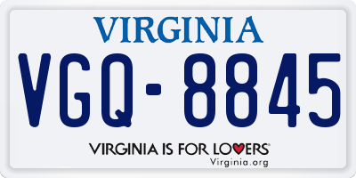 VA license plate VGQ8845