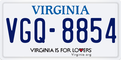 VA license plate VGQ8854