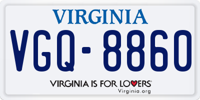VA license plate VGQ8860