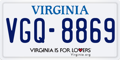 VA license plate VGQ8869