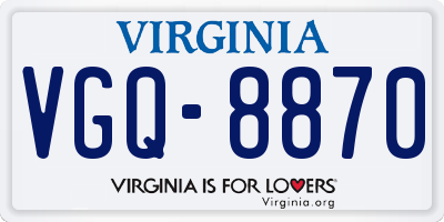 VA license plate VGQ8870