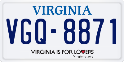 VA license plate VGQ8871