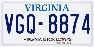 VA license plate VGQ8874