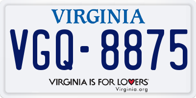 VA license plate VGQ8875