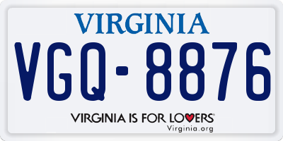 VA license plate VGQ8876