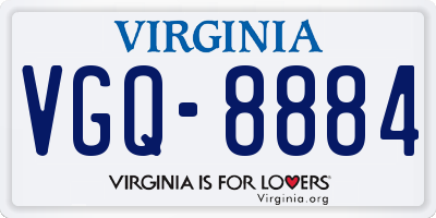 VA license plate VGQ8884