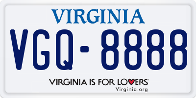 VA license plate VGQ8888