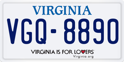 VA license plate VGQ8890