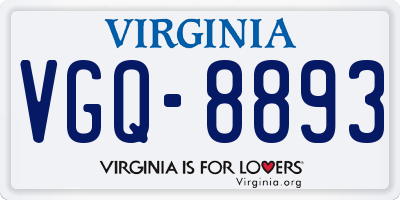 VA license plate VGQ8893