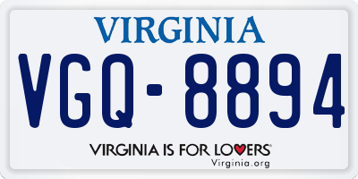 VA license plate VGQ8894